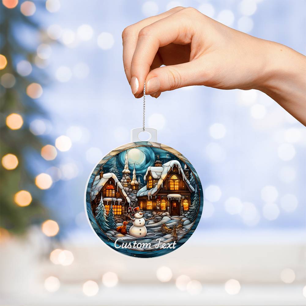 Faux Stained Glass Winter, Custom Personalized Acrylic Christmas Ornament
