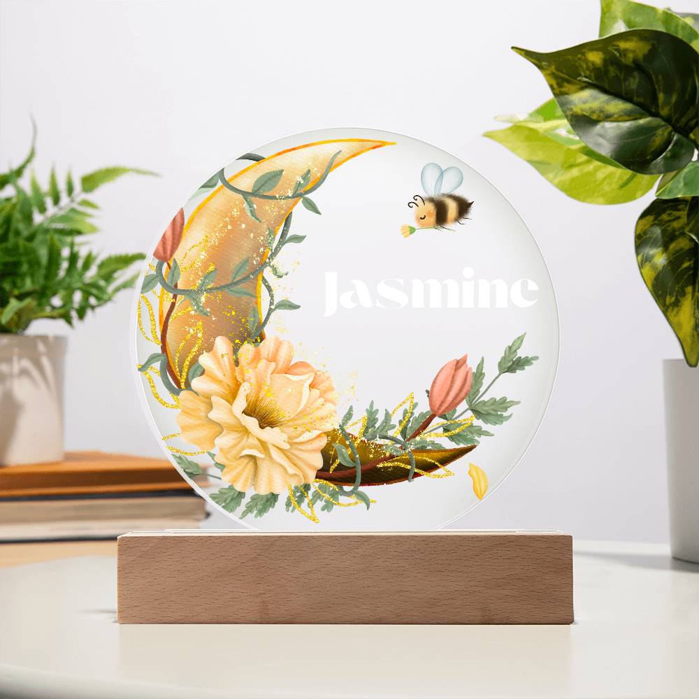 Yellow Flower Moon - Personalized Acrylic Circle Plaque