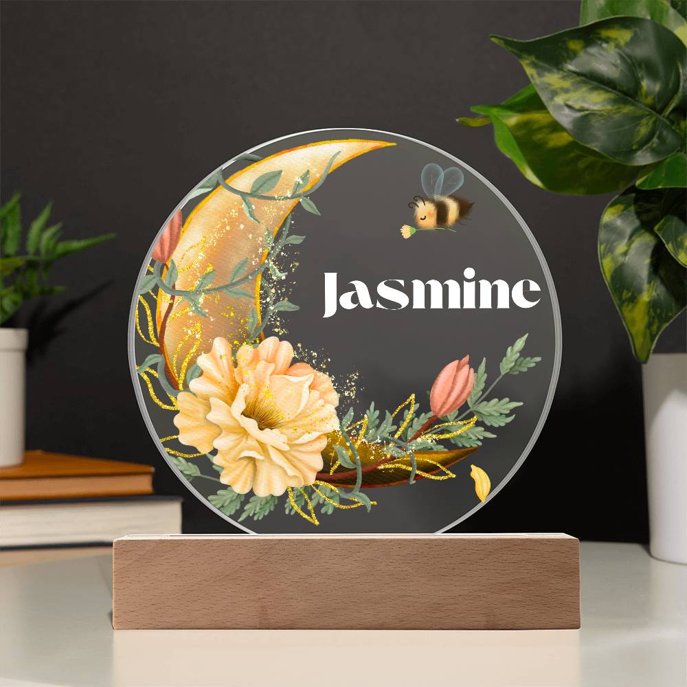Yellow Flower Moon - Personalized Acrylic Circle Plaque