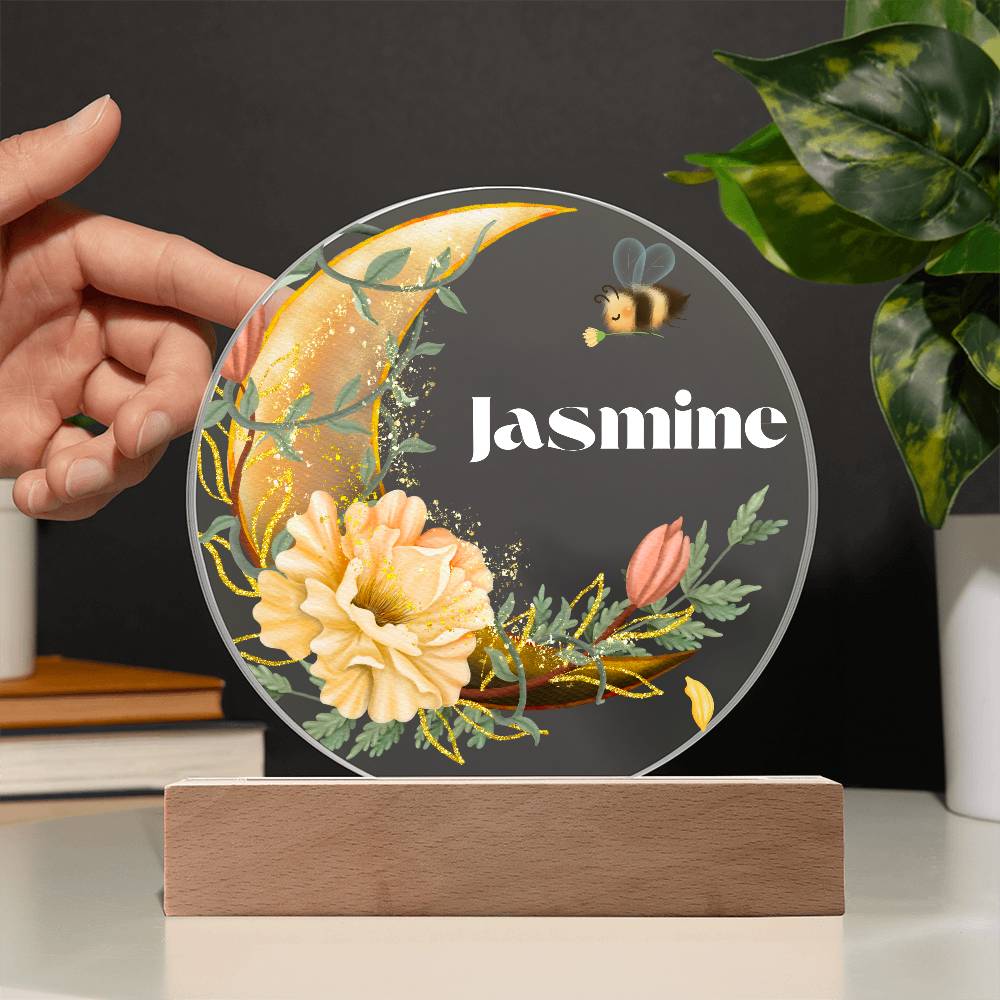 Yellow Flower Moon - Personalized Acrylic Circle Plaque