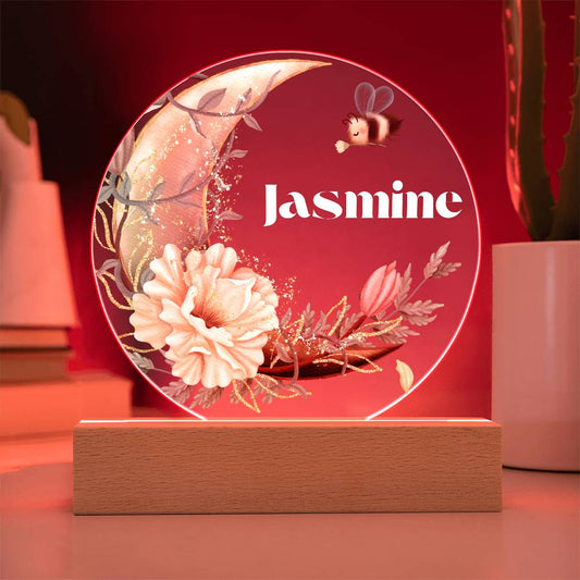 Yellow Flower Moon - Personalized Acrylic Circle Plaque