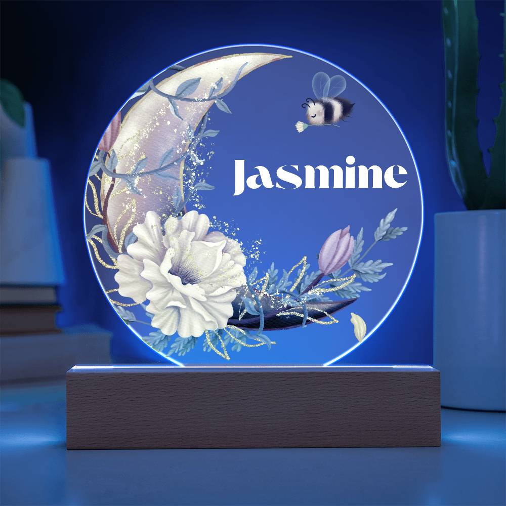 Yellow Flower Moon - Personalized Acrylic Circle Plaque