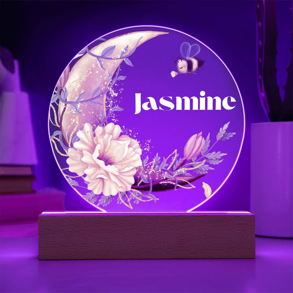 Yellow Flower Moon - Personalized Acrylic Circle Plaque