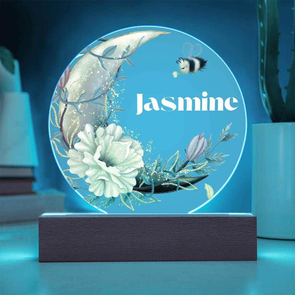 Yellow Flower Moon - Personalized Acrylic Circle Plaque