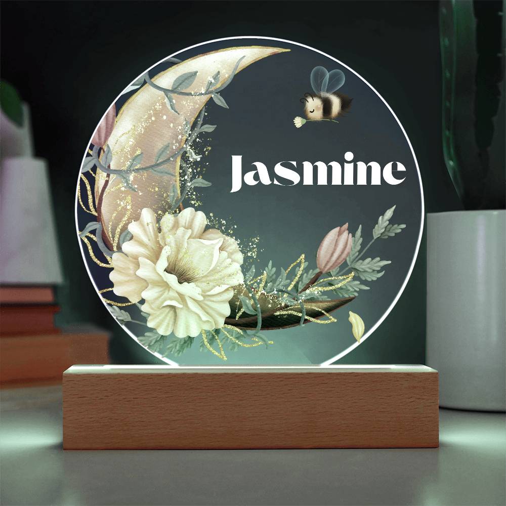 Yellow Flower Moon - Personalized Acrylic Circle Plaque
