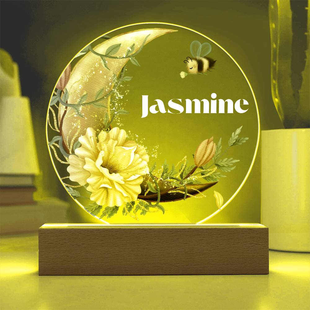 Yellow Flower Moon - Personalized Acrylic Circle Plaque