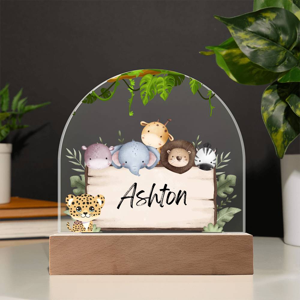 Safari Jungle Animals Light - Acrylic Dome Plaque