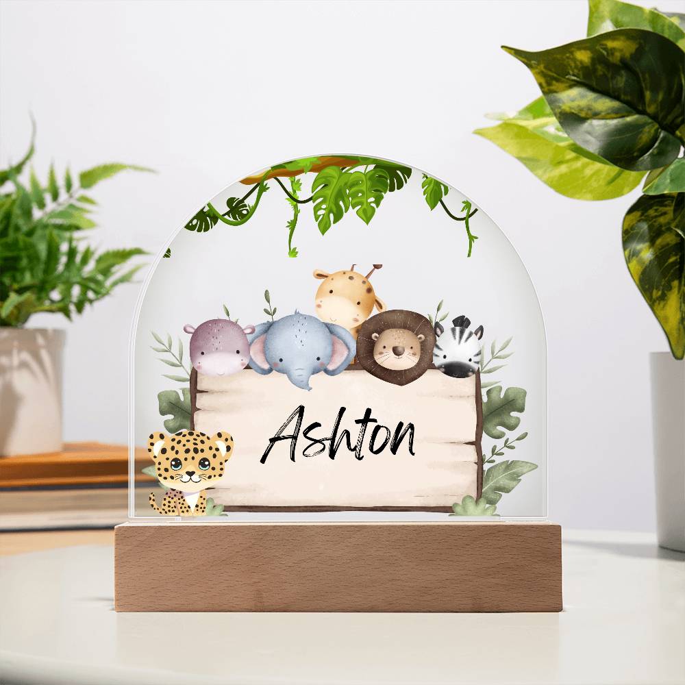 Safari Jungle Animals Light - Acrylic Dome Plaque