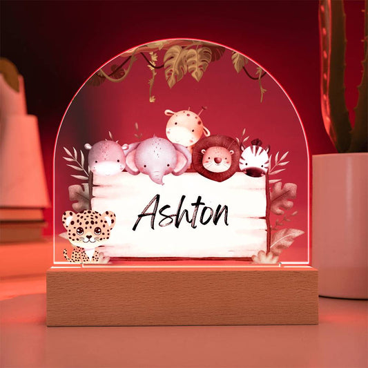 Safari Jungle Animals Light - Acrylic Dome Plaque