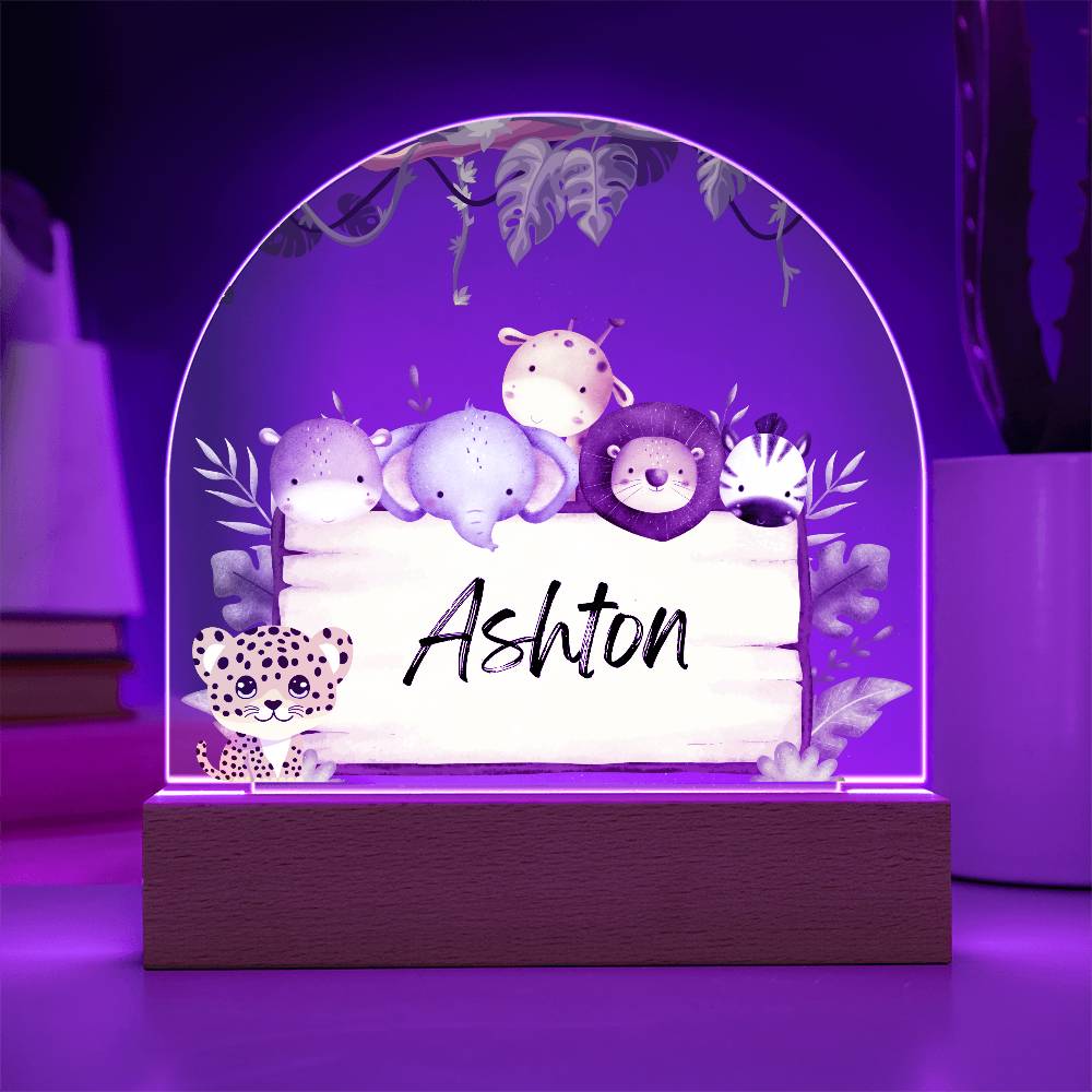 Safari Jungle Animals Light - Acrylic Dome Plaque