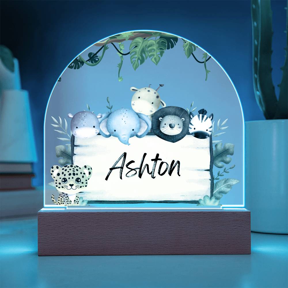 Safari Jungle Animals Light - Acrylic Dome Plaque