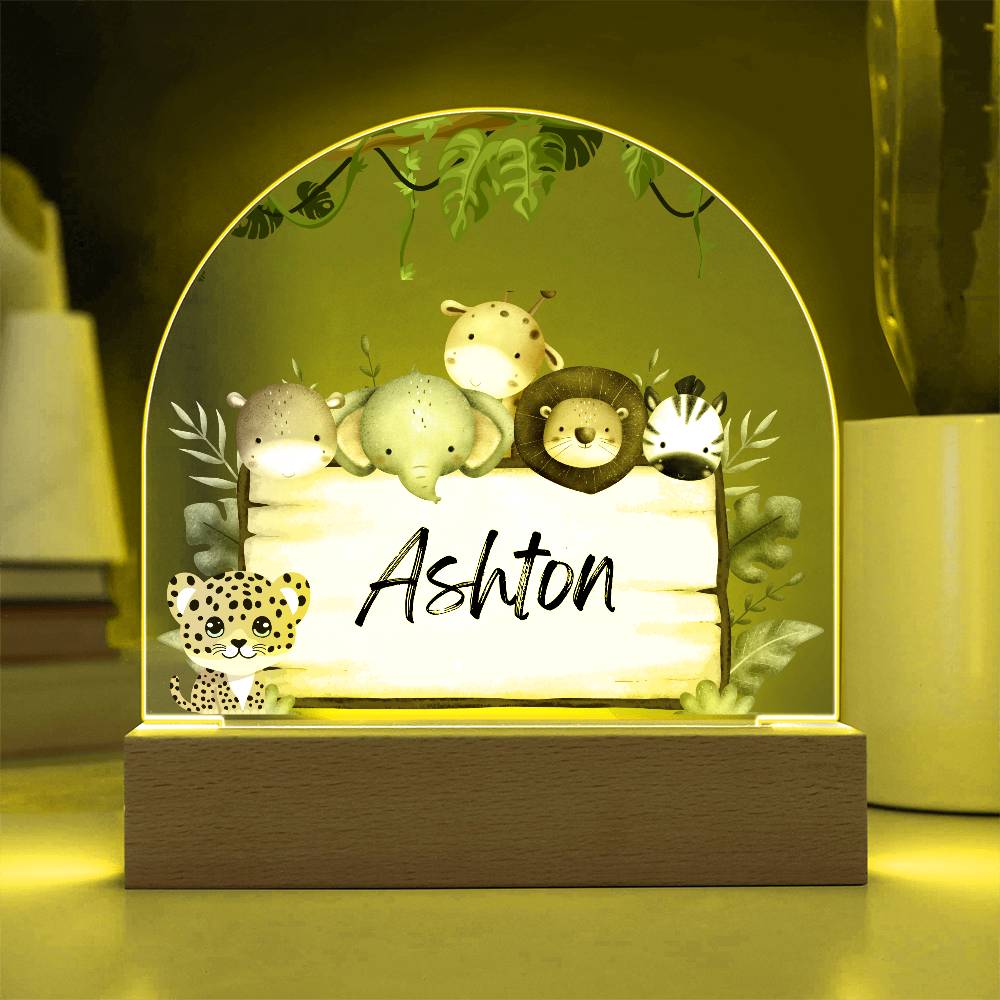 Safari Jungle Animals Light - Acrylic Dome Plaque