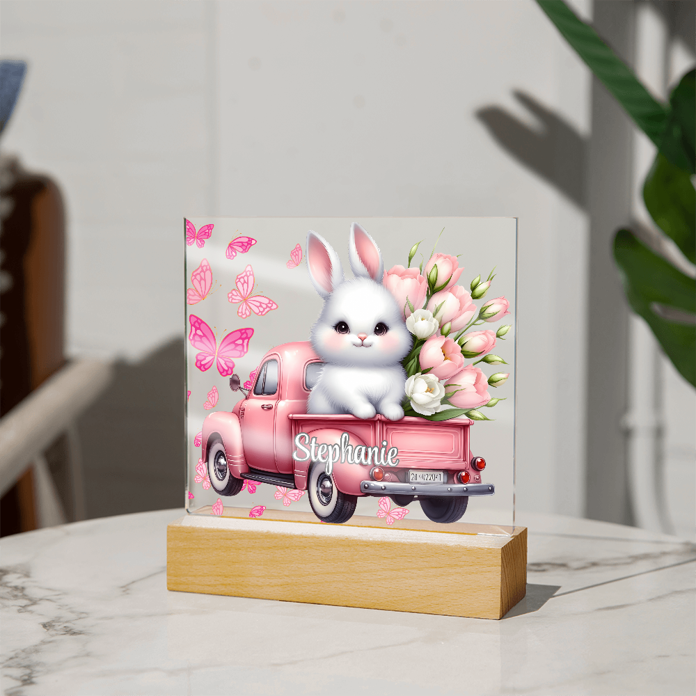 White Bunny - Personalized LED Plaque