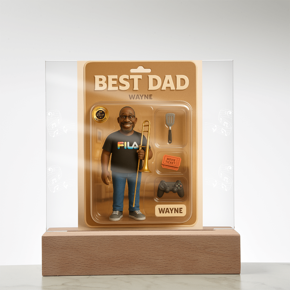 Acrylic Square Plaque - Best Dad Action Figure
