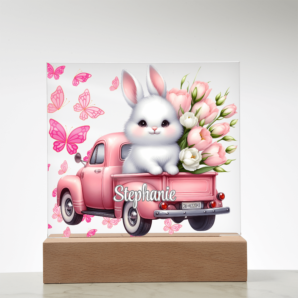 White Bunny - Personalized LED Plaque