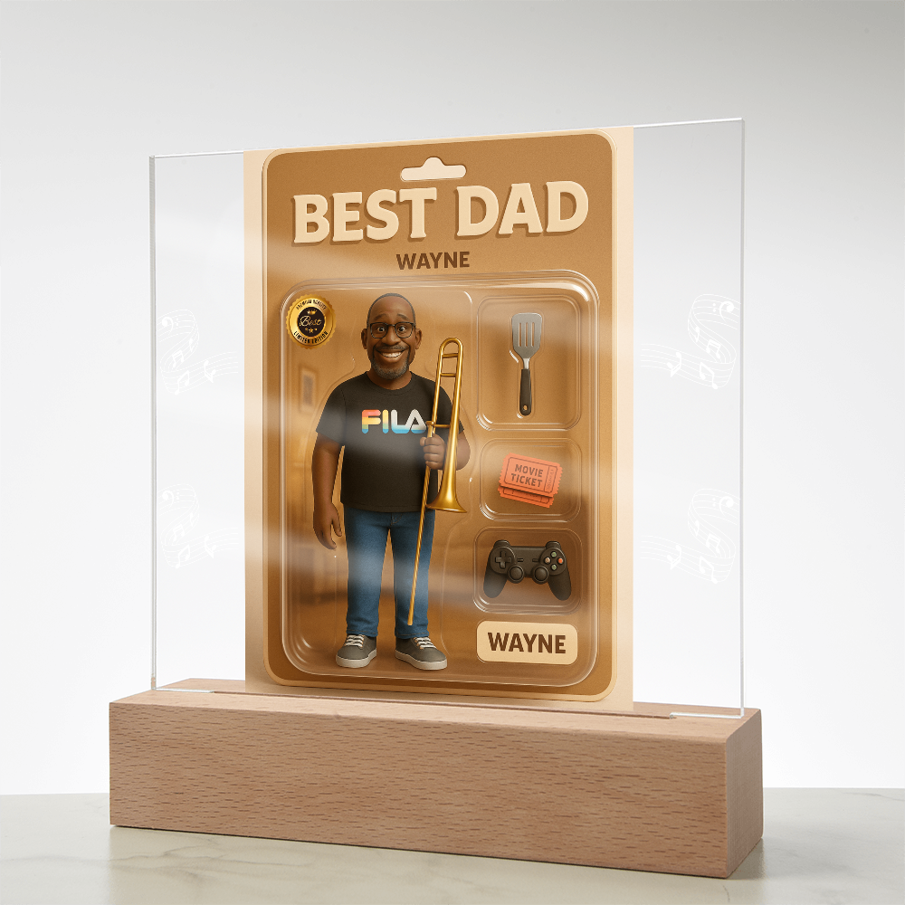 Acrylic Square Plaque - Best Dad Action Figure