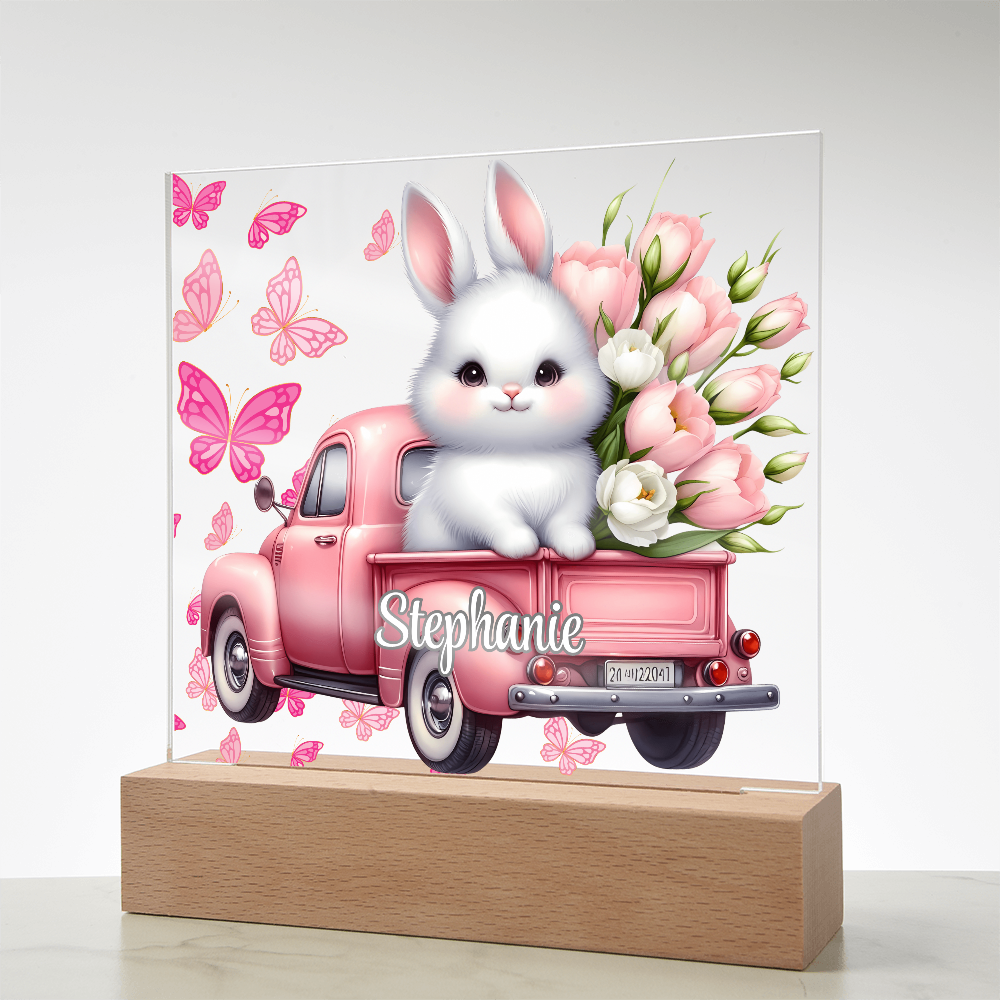 White Bunny - Personalized LED Plaque