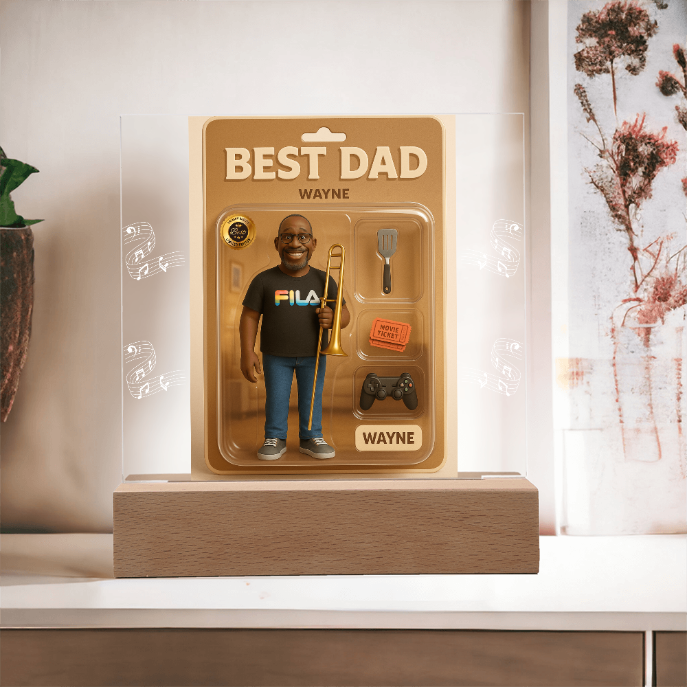 Acrylic Square Plaque - Best Dad Action Figure
