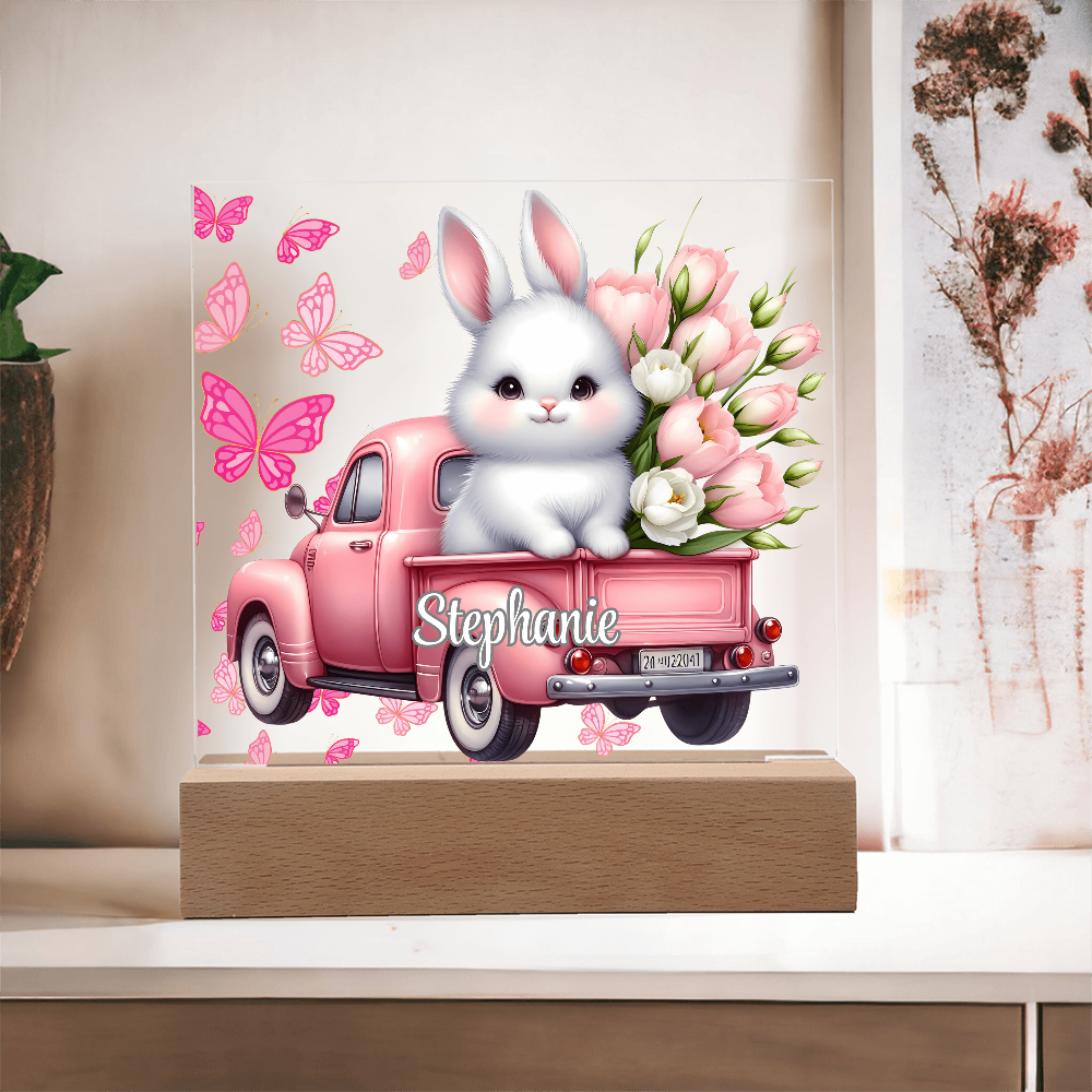 White Bunny - Personalized LED Plaque