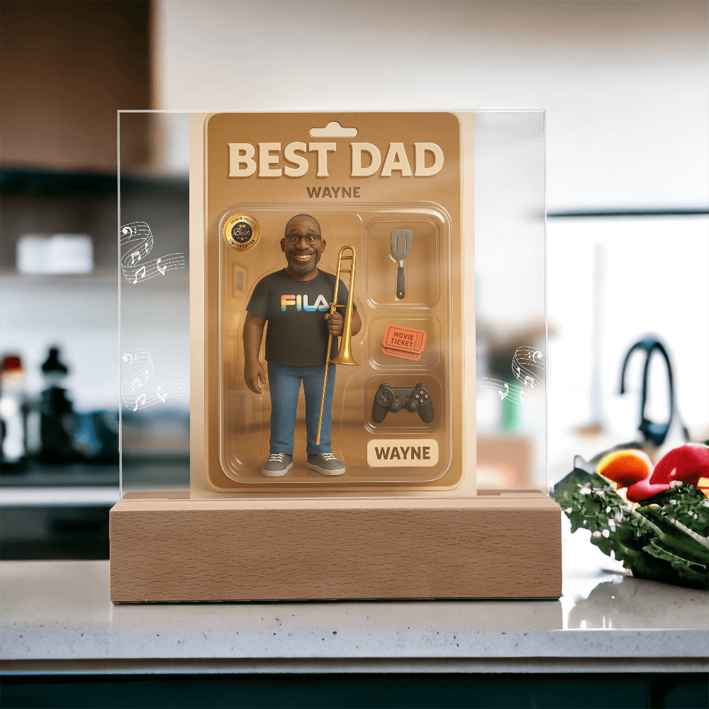 Acrylic Square Plaque - Best Dad Action Figure