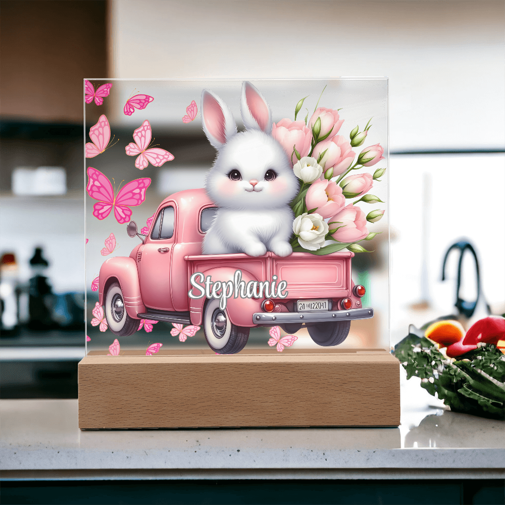 White Bunny - Personalized LED Plaque
