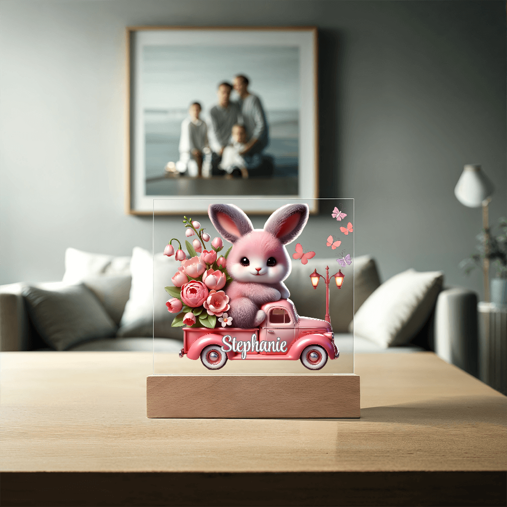 Pink Bunny - Personalized LED Acrylic Plaque