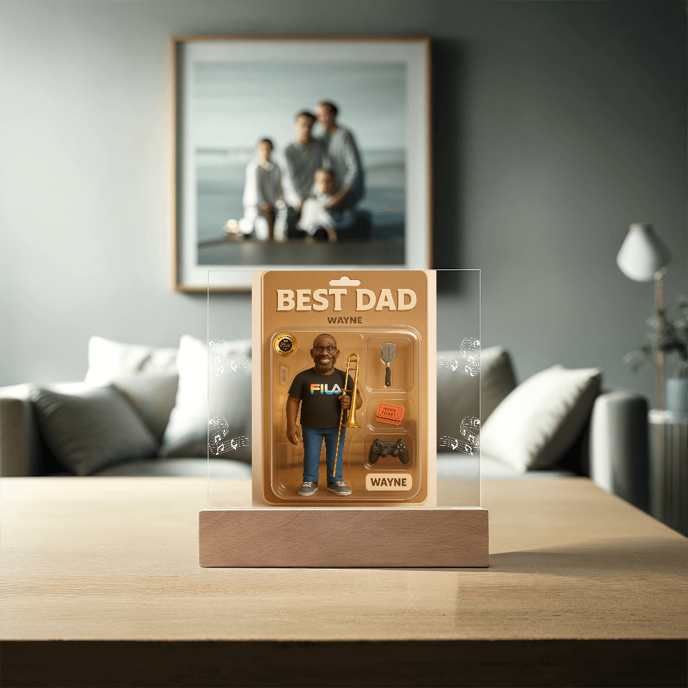 Acrylic Square Plaque - Best Dad Action Figure