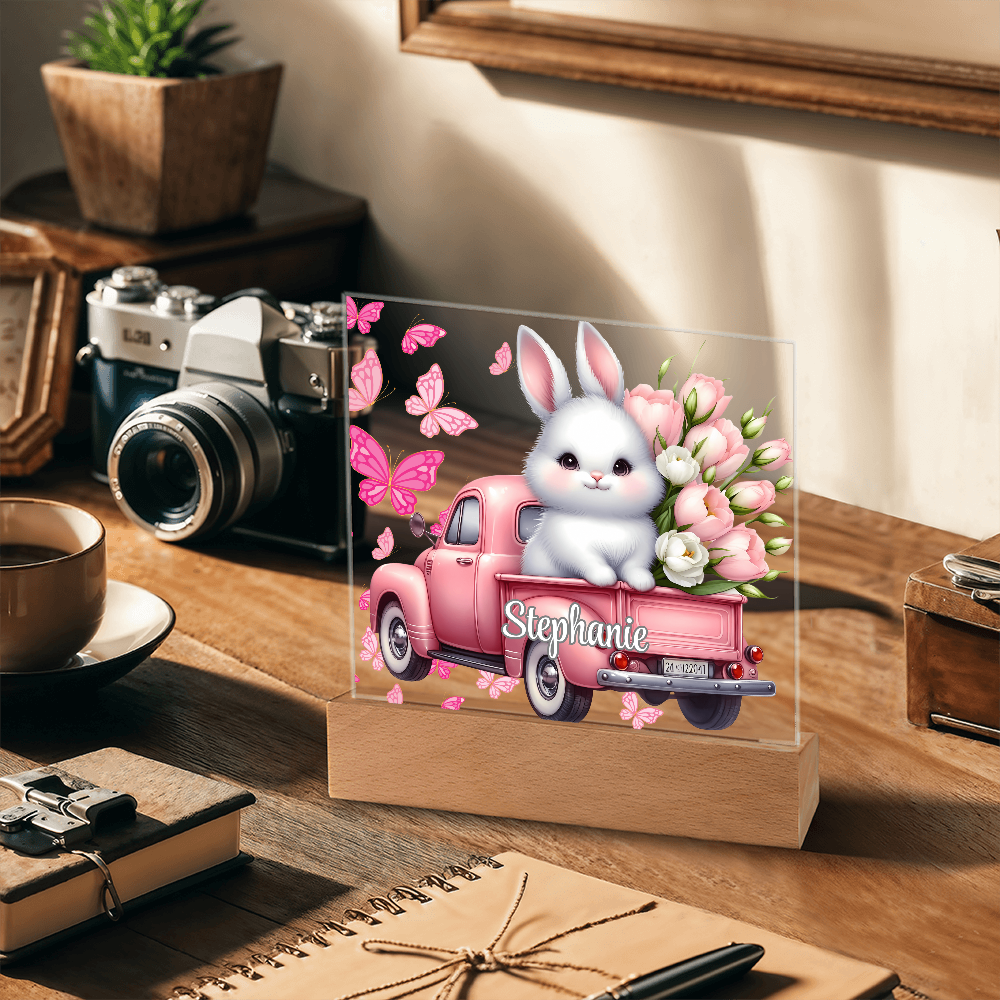 White Bunny - Personalized LED Plaque