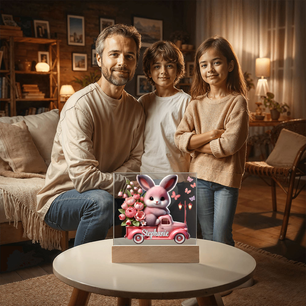 Pink Bunny - Personalized LED Acrylic Plaque