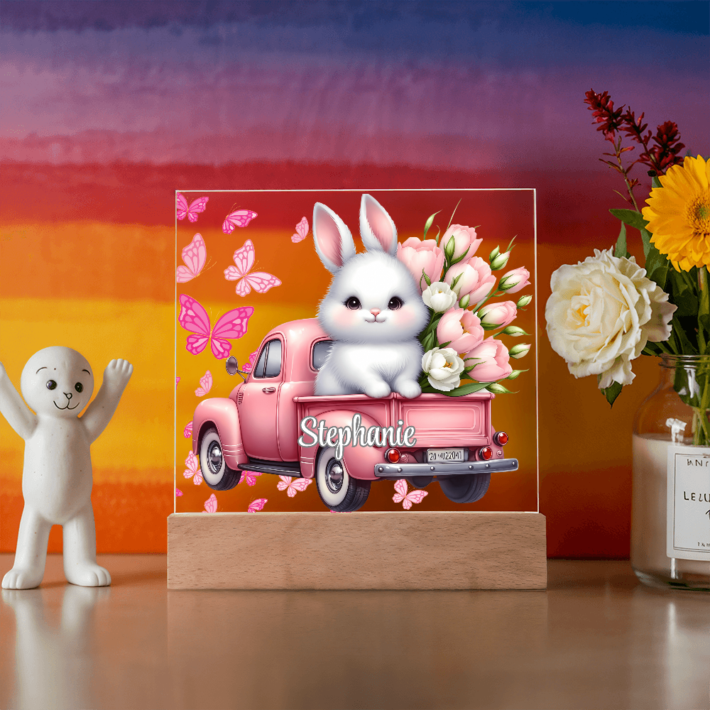 White Bunny - Personalized LED Plaque