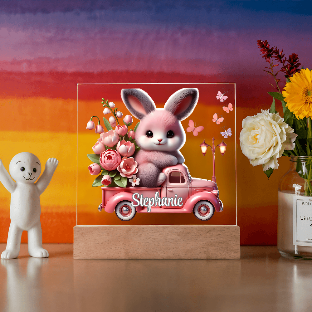 Pink Bunny - Personalized LED Acrylic Plaque
