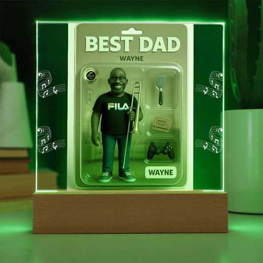 Acrylic Square Plaque - Best Dad Action Figure