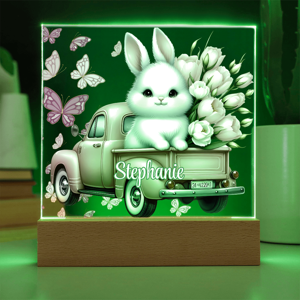 White Bunny - Personalized LED Plaque