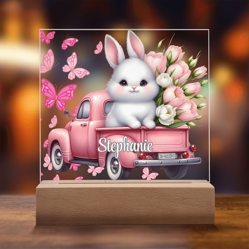 White Bunny - Personalized LED Plaque