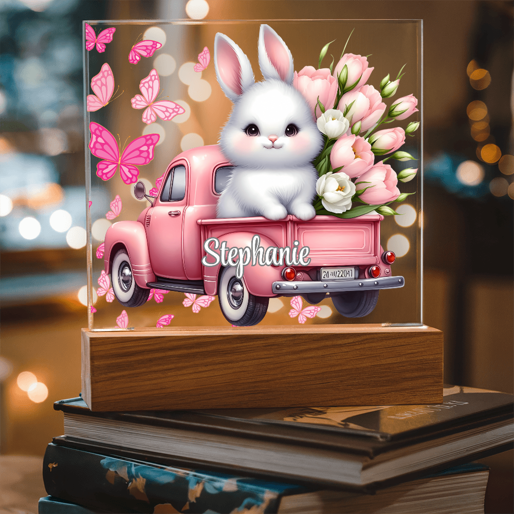 White Bunny - Personalized LED Plaque