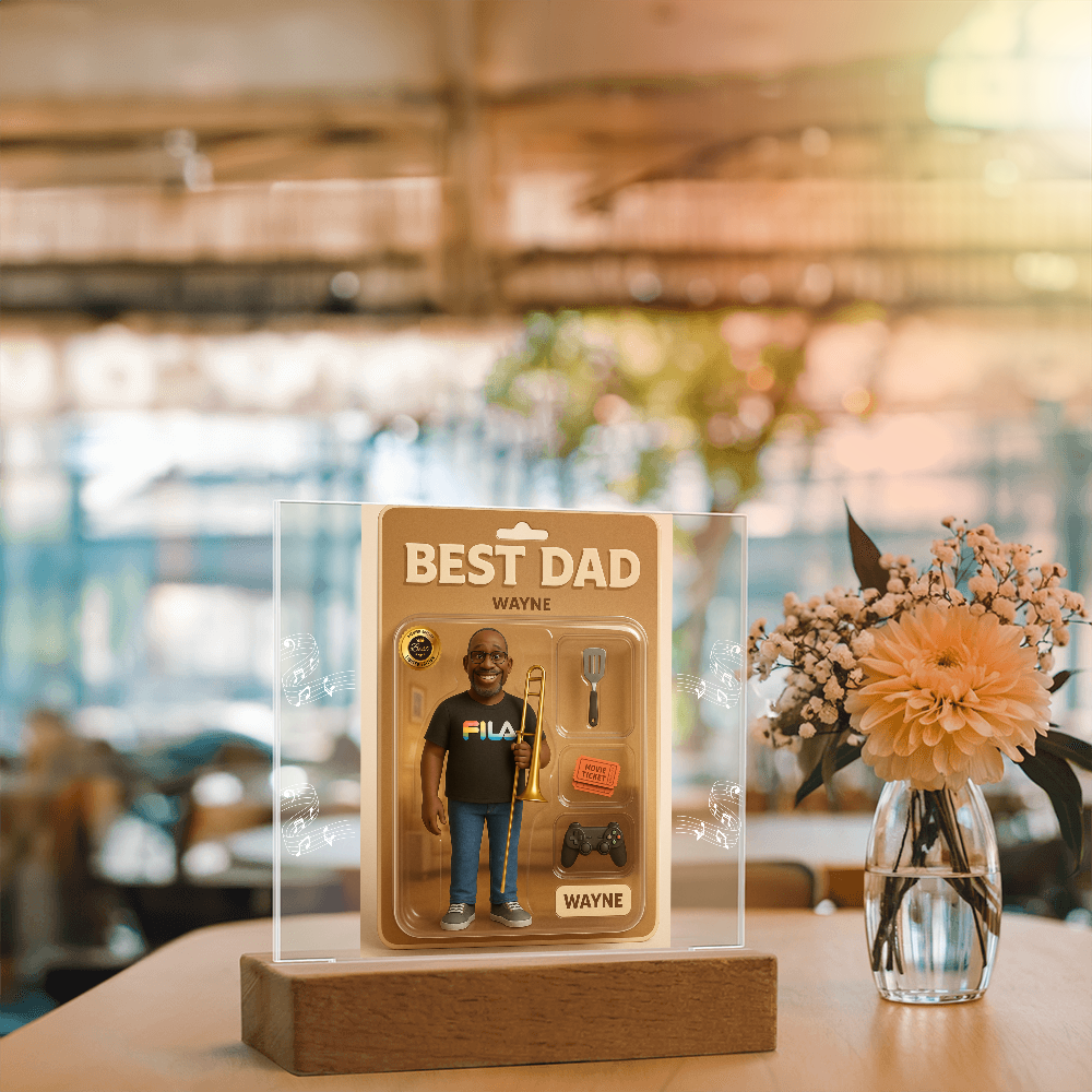Acrylic Square Plaque - Best Dad Action Figure