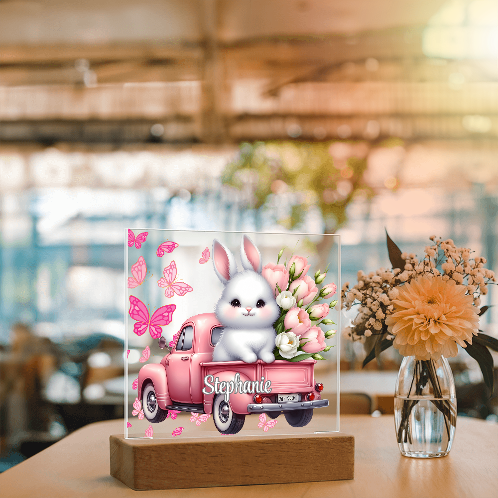 White Bunny - Personalized LED Plaque