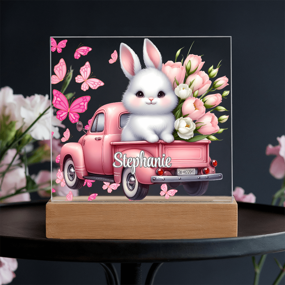 White Bunny - Personalized LED Plaque