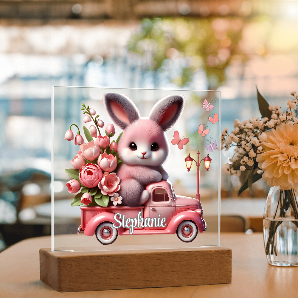 Pink Bunny - Personalized LED Acrylic Plaque