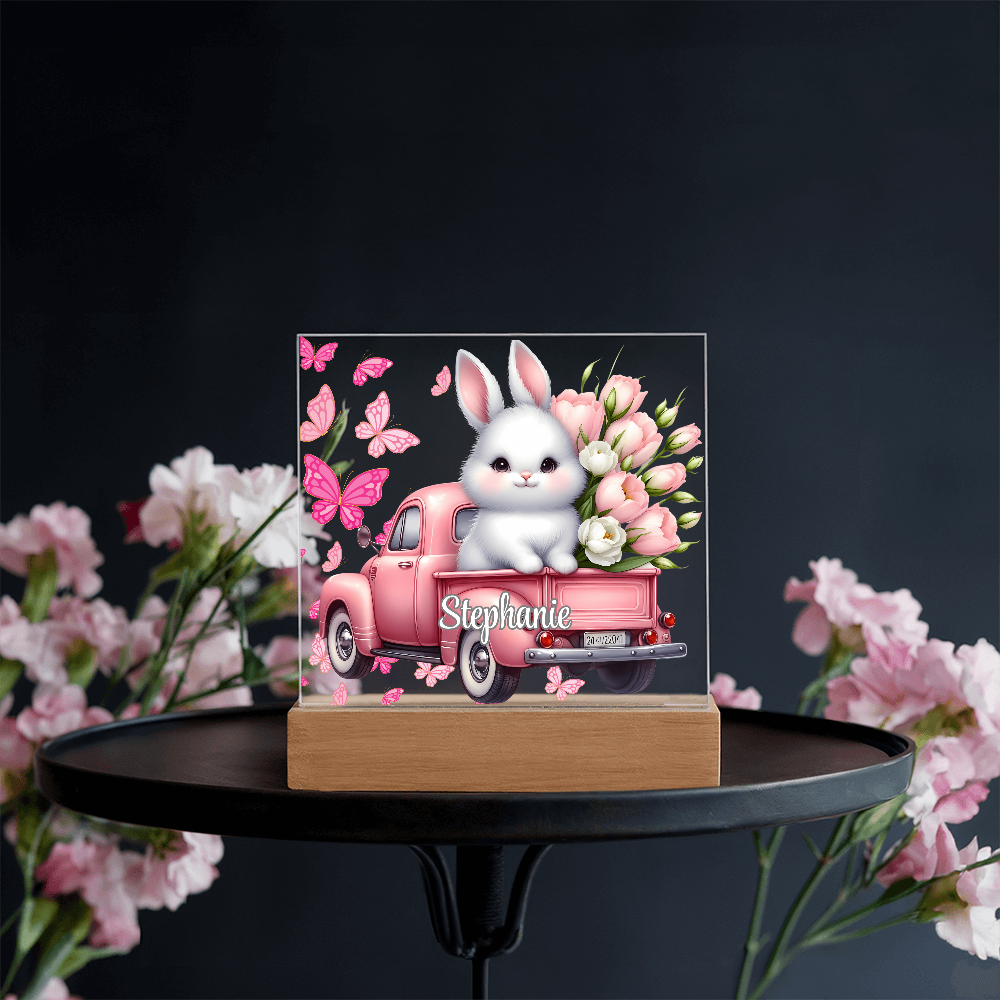 White Bunny - Personalized LED Plaque