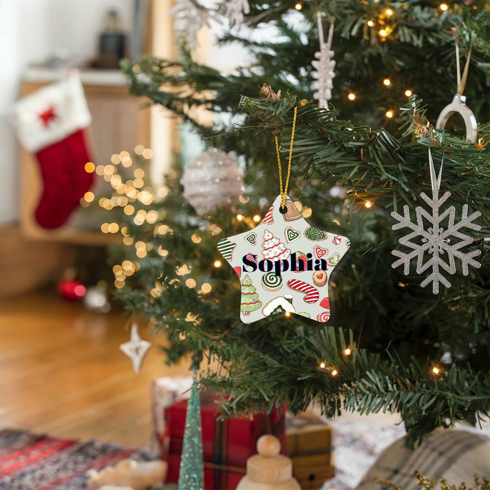 Personalized High Gloss Star Christmas Ornament - Christmas Goodies