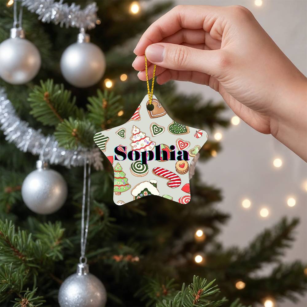 Personalized High Gloss Star Christmas Ornament - Christmas Goodies