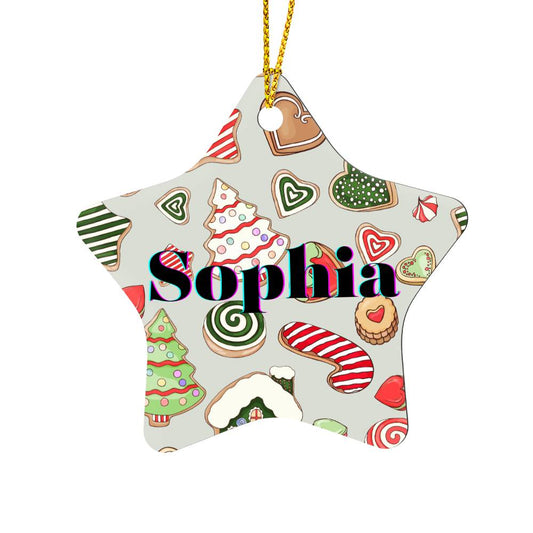 Personalized High Gloss Star Christmas Ornament - Christmas Goodies