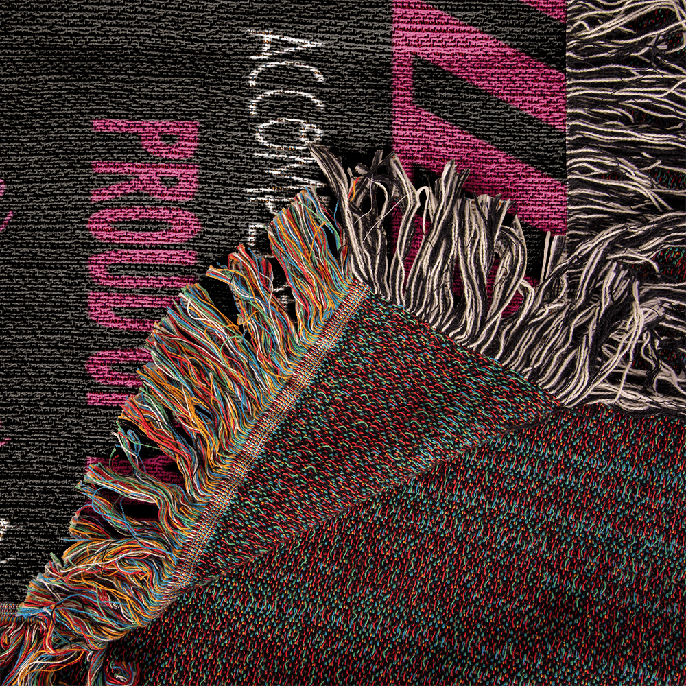 Heirloom Woven Blanket - Graduation Keepsake - Black and Pink