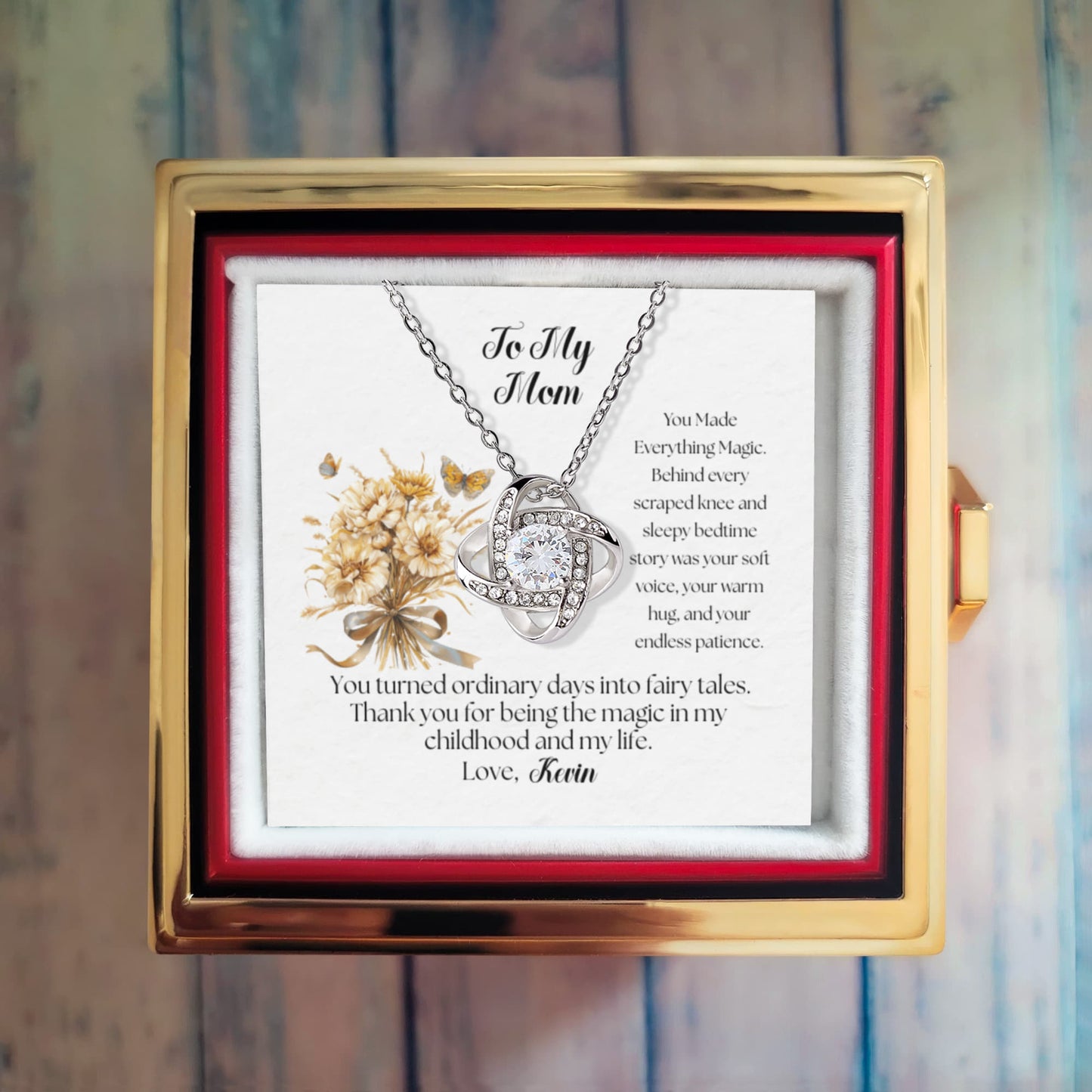 Love Knot Necklace with Rotating Rose Gift Box - You Made Everything Magic