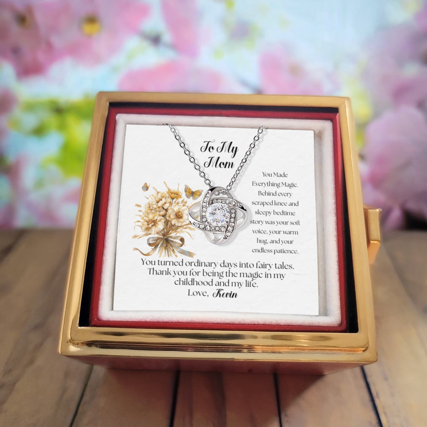 Love Knot Necklace with Rotating Rose Gift Box - You Made Everything Magic