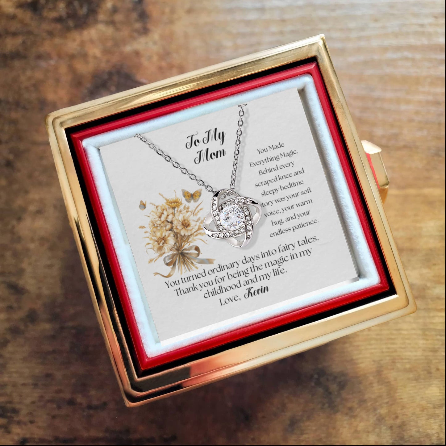 Love Knot Necklace with Rotating Rose Gift Box - You Made Everything Magic