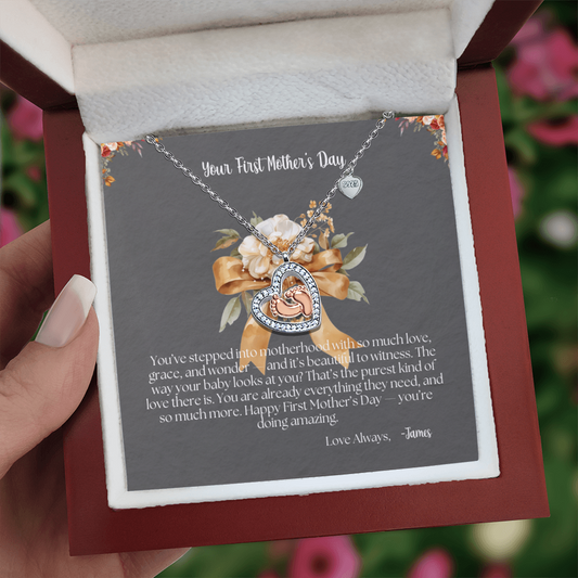 Baby Feet Heart Necklace - You've Stepped into Motherhood