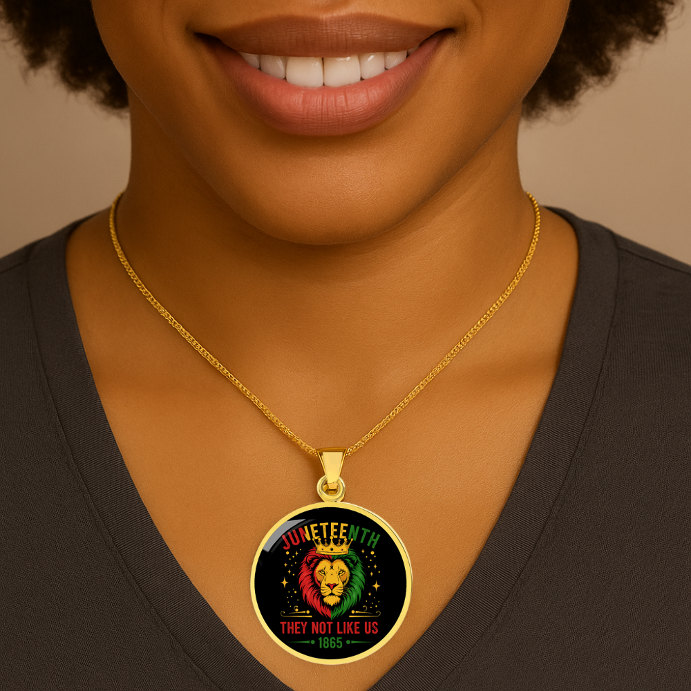 Juneteenth, Lion They Not Like Us - Graphic Circle Necklace