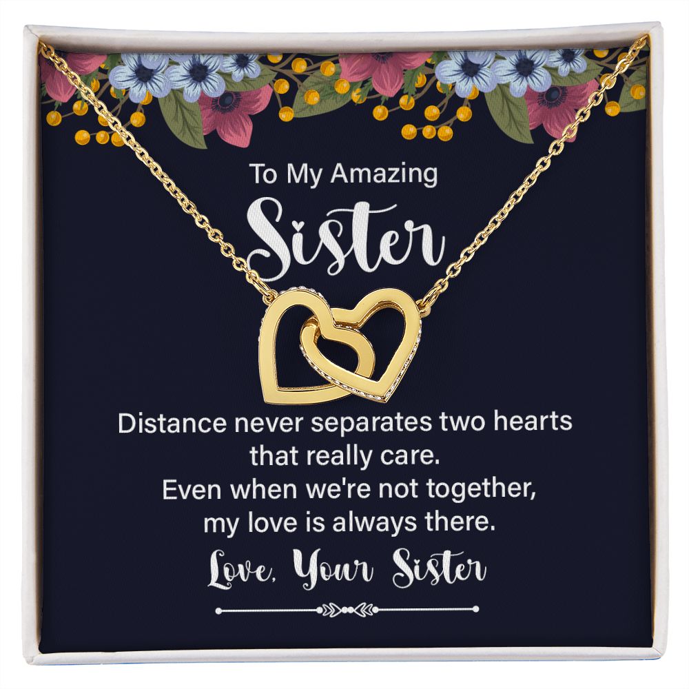 Interlocking Hearts Necklace - To My Amazing Sister